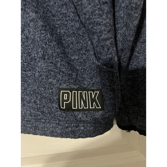 Victoria's Secret PINK Sweatshirt Womens Medium Blue Pullover Quarter Zip Knit - Picture 3 of 5